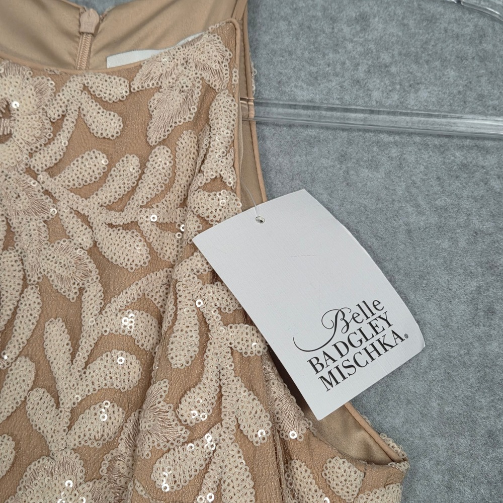 Belle Badgley Mischka NEW Women 2 Camilla Illusion Lace‎ Dress Maxi Sequin - Picture 7 of 9
